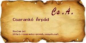 Csarankó Árpád névjegykártya