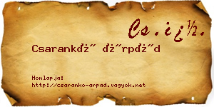Csarankó Árpád névjegykártya