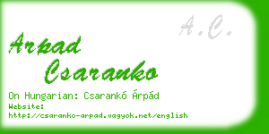 arpad csaranko business card