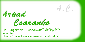 arpad csaranko business card